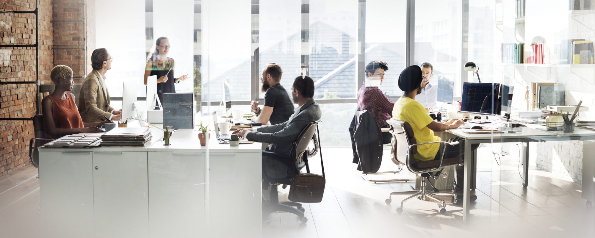 Diverse people working in the office